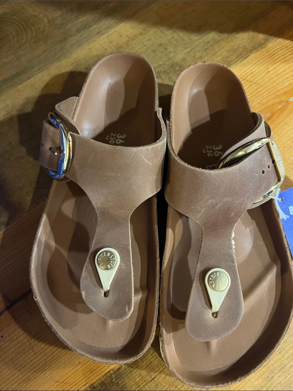 Birkenstock Cognac Leather Gizeh Big Buckle Thong Sandal - Picture 6 of 14